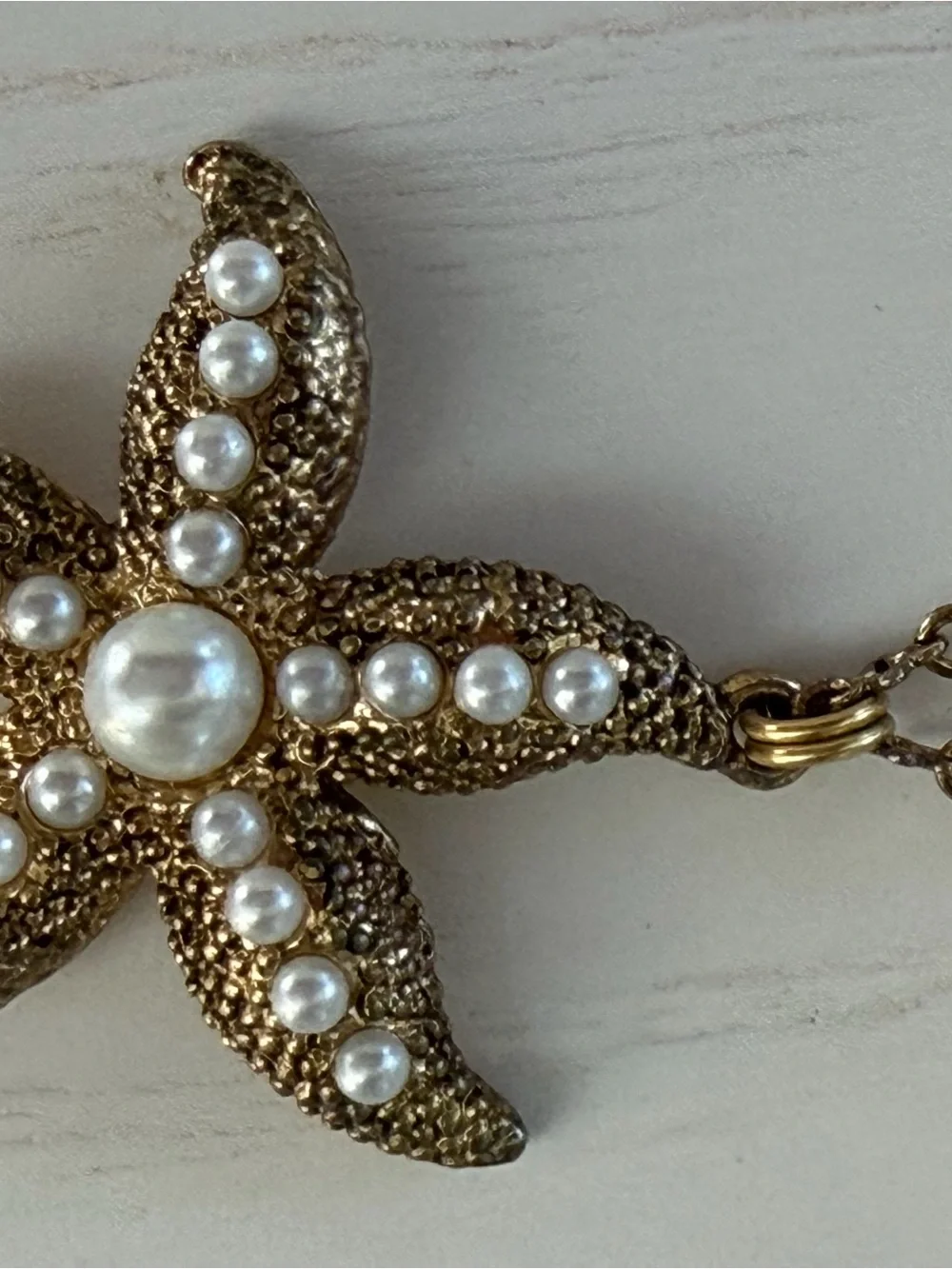 Gold Starfish Pearl Accent Necklace - Women Jewelry